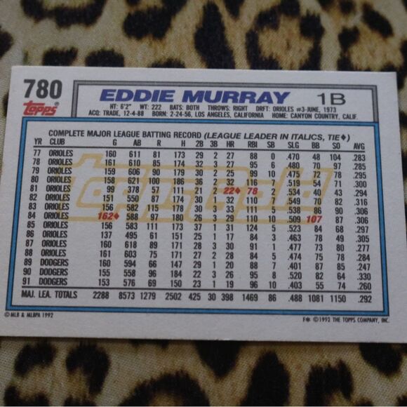 Eddie Murray #780 Baseball Card - Picture 2 of 2